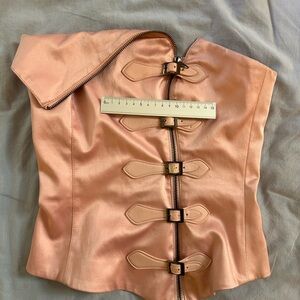 bebe Blush Pink Buckle Corset Top